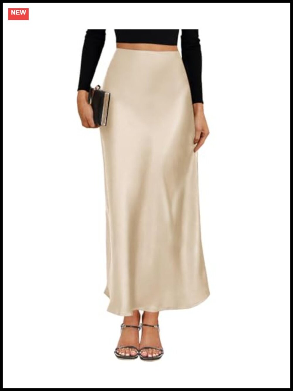 Satin High Waisted Maxi Skirt A-Line Long Skirt